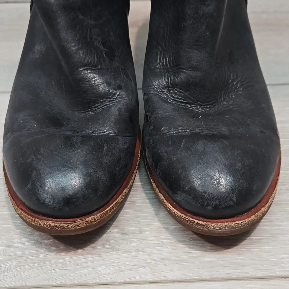 Kork Ease Women Black Distressed  Leather Ankle Boots Moto Shoes Sz 8.5M